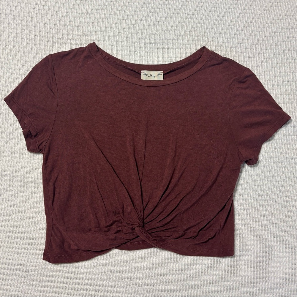 Wild Fable Maroon Twist Front Crop Top